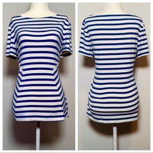 Talbots Blue + White Structured Tee